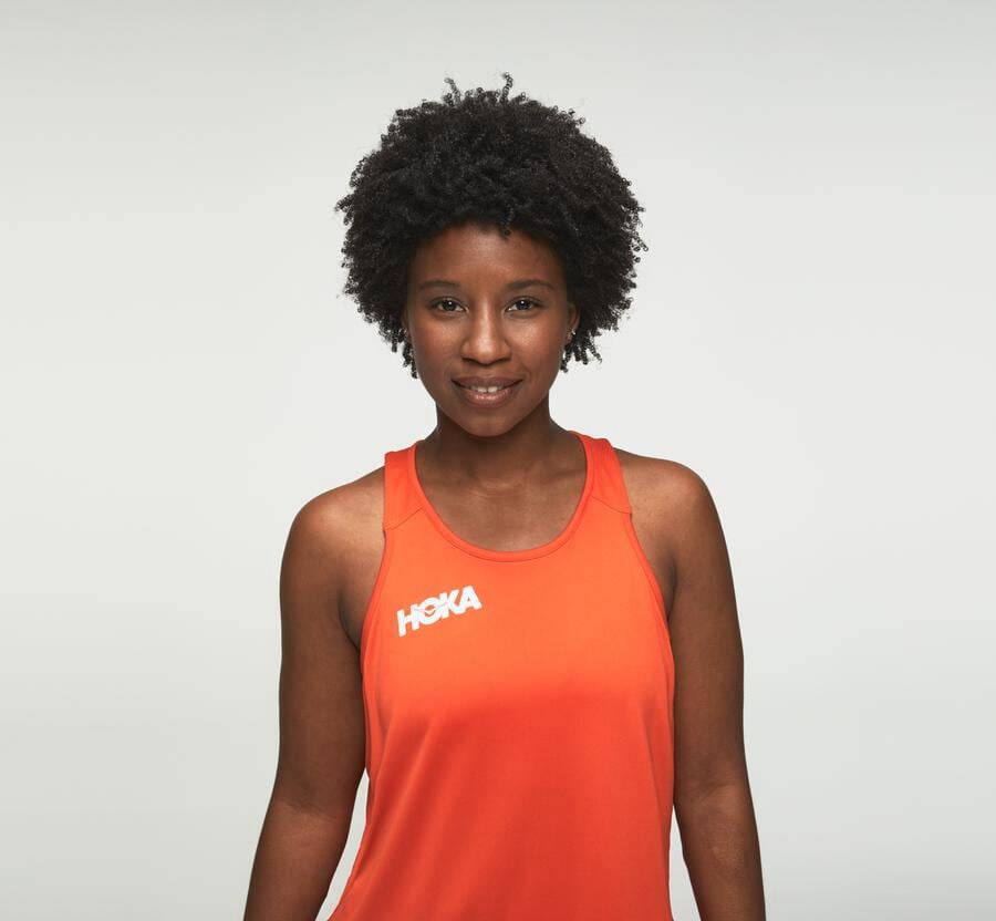 Top Hoka One One Mujer - Performance Tank - Naranjas - PWJ915486